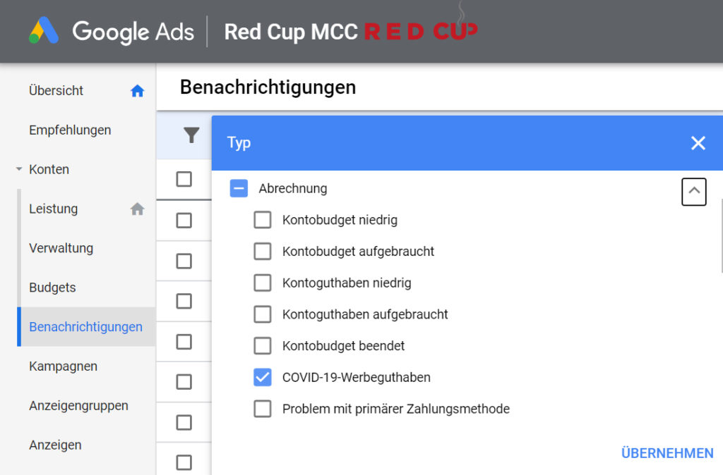 Google Corona-Guthaben